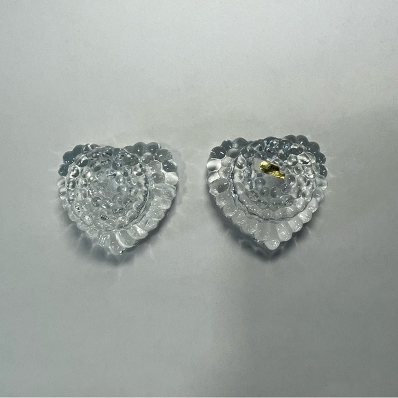 Mikasa Pair Heartfelt Heart Shaped Lead Crystal Taper Candle Stick Holders - Picture 5 of 11